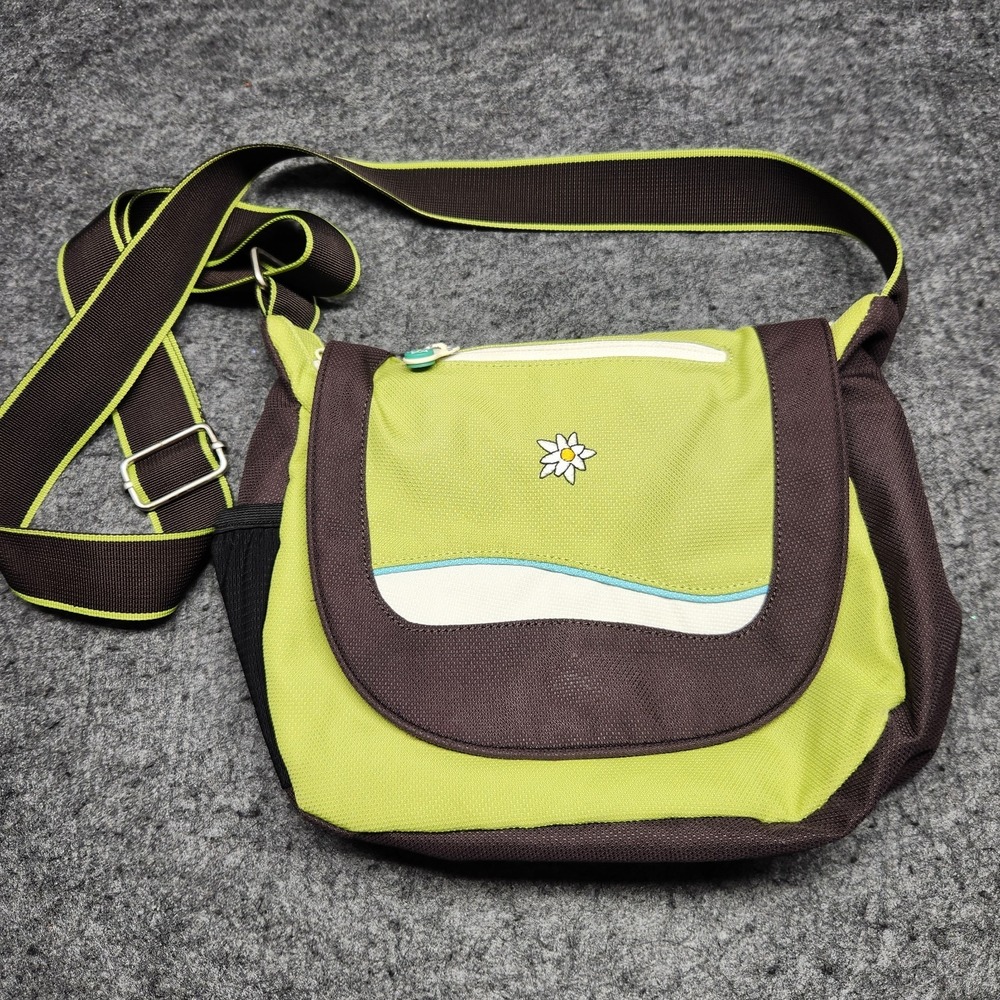 Sherpani Neon Green Flora Milli Crossbody Bag Adjustable Strap Lined Pockets Zip